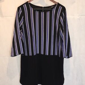 Alfani 3/4 Sleeve Striped Colorblock Tunic Blouse | Size L